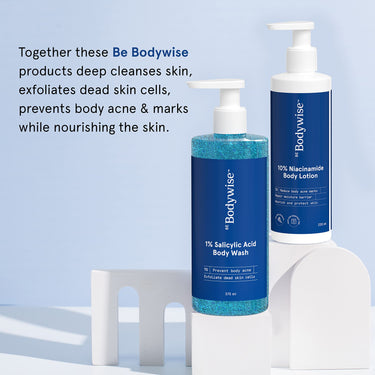 Bodywise Body Care Mini Kit 1% Salicylic Acid Body Wash, 375ml & 10% Niacinamide Body Lotion, 200ml Niacinamide & Aloe Vera Extract